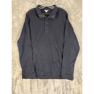 Y2K Calvin Klein Men's Large Blue Snap Collar Pullover Long‎ Sleeve Casual Shirt